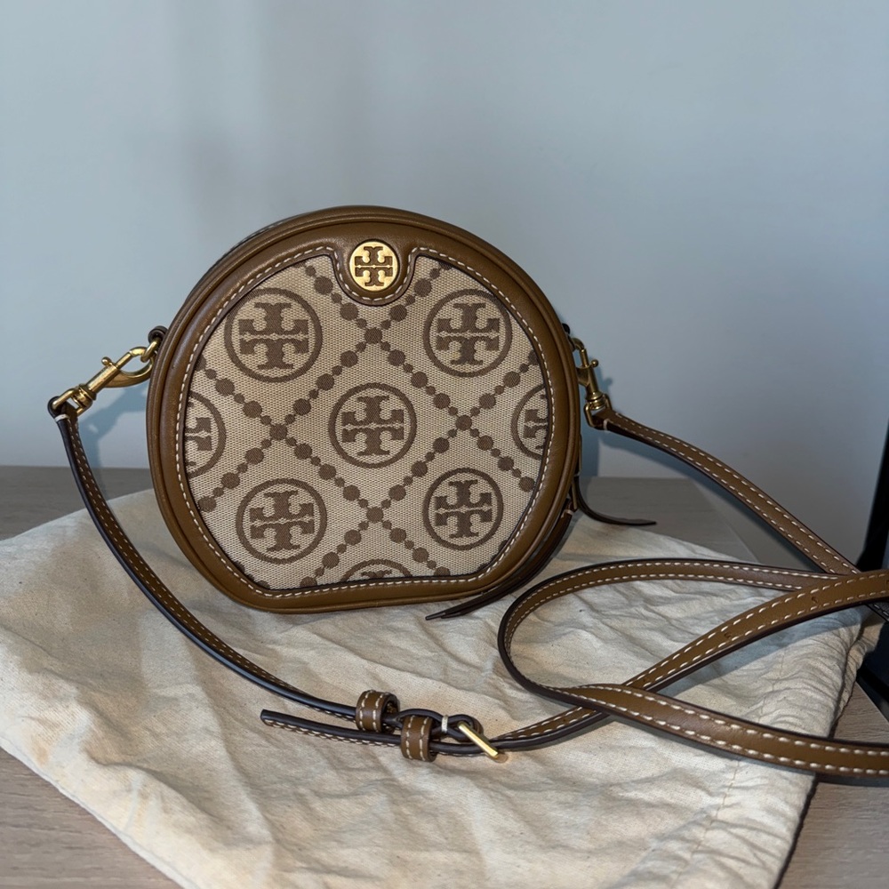 Tory Burch hazelnut jacquard moon Crossbody Bag